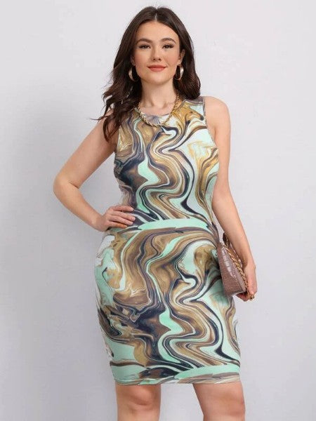Marble Print Bodycon Dress