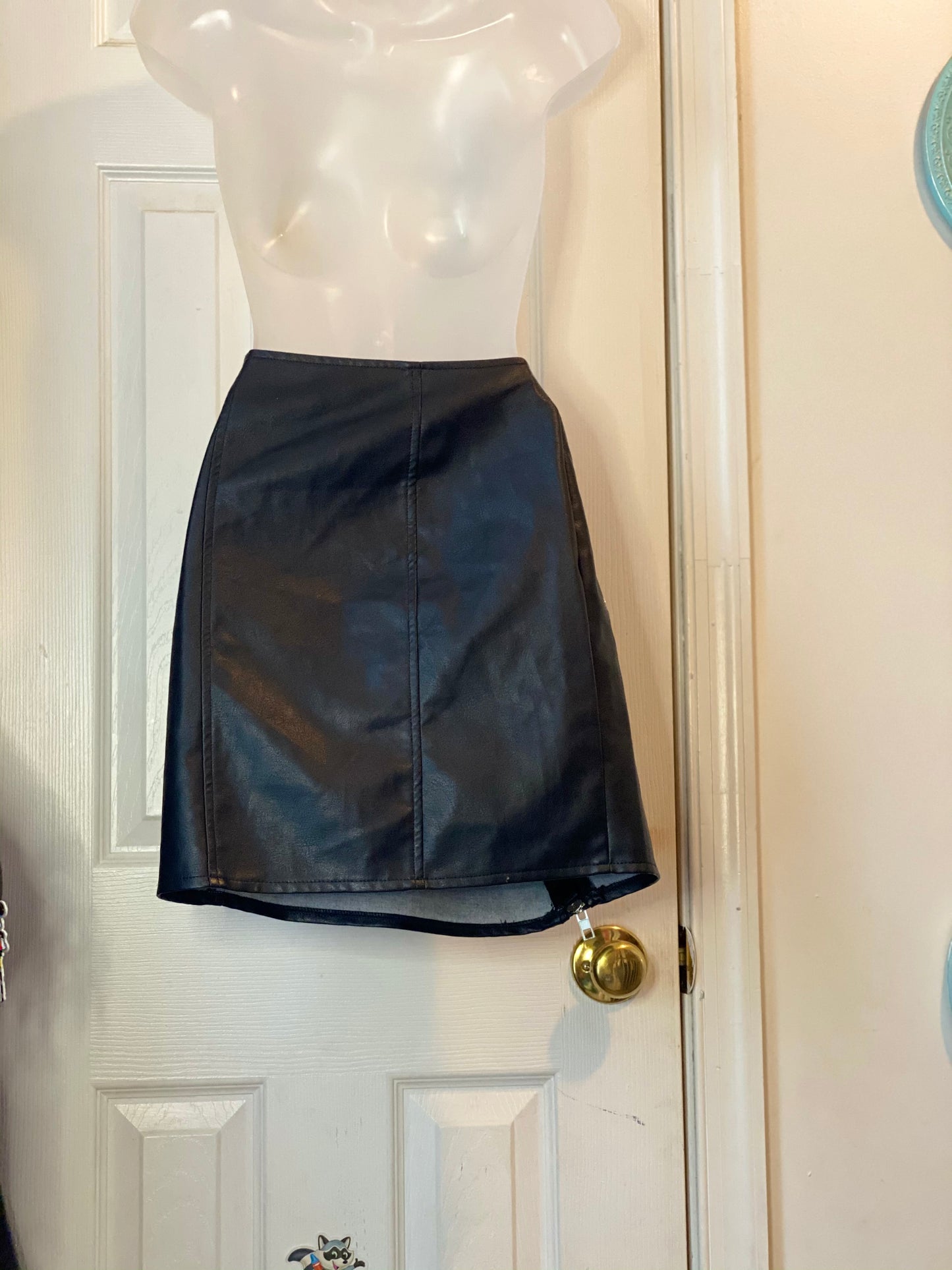 Faux leather zip up skirt