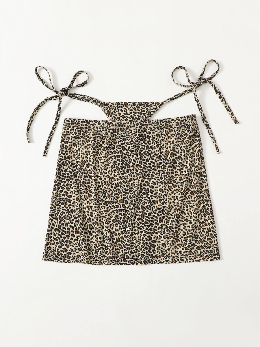 Caged Leopard Bikini Skirt