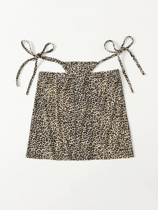 Caged Leopard Bikini Skirt