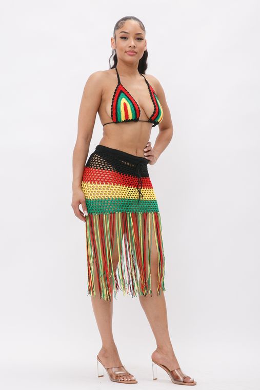 Jamaica Me Happy Fringe Skirt Set